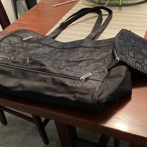 Lopez Elegant Black Travel Tote Bag with Cream Interior